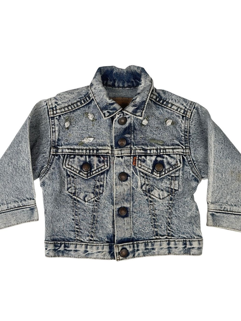 Vintage Little Levis Orange Tab Denim Jean Trucker Jacket Size 3T 80s 90s